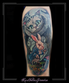 alice in wonderland cheshire cat pusey white rabbit wit konijn1