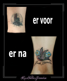 coverup enkel vogel bloemen tekst