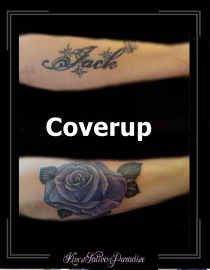 coverup onderarm van naam naar bloemen