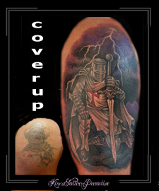 coverup,ridder ,harnas, kruisridder, tempelier, bovenarm,