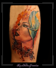 portret,vrouw,sugarskull,bovenbeen,