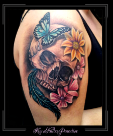 skull en bloemen